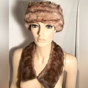 VERY VINTAGE GENUINE MINK FUR COLLAR & HAT, DELICATE SEE ALL PICTURES